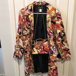 Vintage 90's Metrostyle Psychedelic Trench Blazer w Crossbody Purse Please Read
